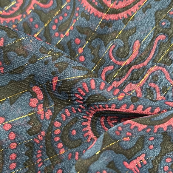 ModCloth Pink Navy Black and Gold Paisley Mini Dress Long Sleeves Size Small - Picture 7 of 13